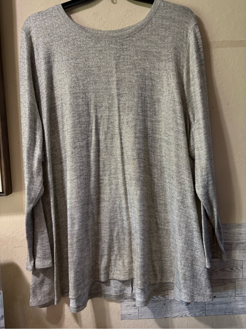 Lane Bryant Heather Gray Scoop Neck Long-Sleeve Sweater